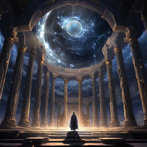 Space Time Aesthetic, Space Fantasy Aesthetic, Astral Plane Dnd, Fantasy Constellation, Space Kingdom, Astrological Aesthetic, Ethereal Room, Fantasy Temple, Space Castle