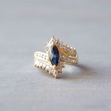 Shine bright like a diamond. Vintage Sapphire Engagement Ring, Gold Simple Engagement Ring, Engagement Ring Trends, Rose Quartz Ring Engagement, Marquise Sapphire, Sapphire Diamond Engagement Ring, Rose Gold Morganite Ring, Vintage Sapphire Ring, Sapphire Diamond Engagement