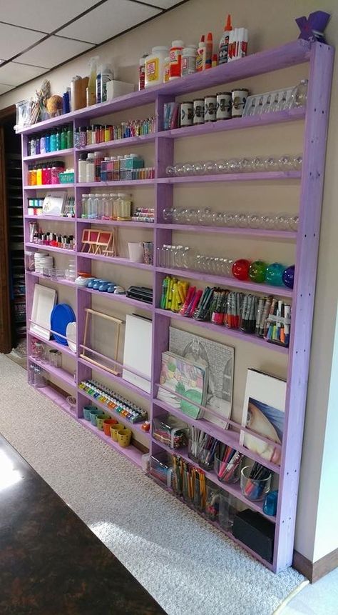 Basement Hobby Room Ideas, Art Studio Basement Ideas, She Shed Interior Ideas For Crafting, She Shed Ideas Interior Craft Rooms, Craft Shed Interior Ideas, She Shed Craft Room Ideas, Craft Room Diy, She Shed Art Studio, Art Room Ideas