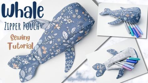 Fish Pencil Case Pattern, Whale Pencil Case Pattern, Whale Pouch, Zipper Pouch Sewing Pattern, Fish Pencil Case, Animal Pencil Case, Pouch Sewing Pattern, Pencil Case Sewing, Pencil Case Pattern