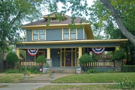 Foursquare House - Bob Vila Foursquare House, Four Square Homes, American Foursquare, Harmony Design, Ft Worth, Interior Design Photos, Story House, Craftsman House, Patio Area