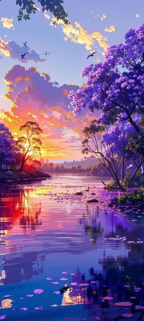 Fantasy Wallpaper Landscape, Scenery Painting Ideas, Anime Nature Wallpaper, Dreamy Artwork, Images Kawaii, Pretty Landscapes, Art Gallery Wallpaper, Cool Wallpapers Art, Beautiful Landscape Wallpaper