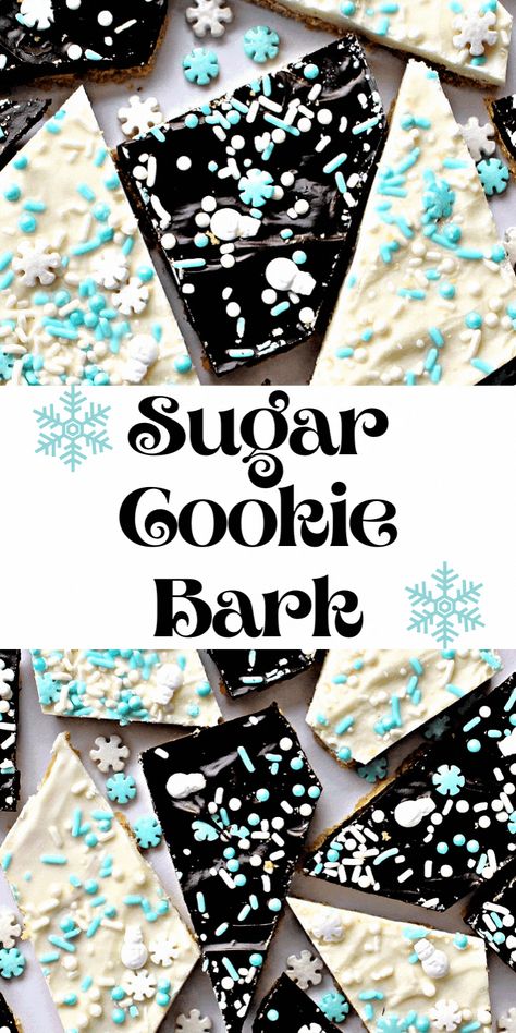 Bark Recipes Easy, Cookie Bark, Christmas Bark Recipes, White Chocolate Bark, Sugar Cookie Crust, Sugar Cookie Mix, Candy Bark, Chocolate Sugar Cookies, Easy Sugar Cookies