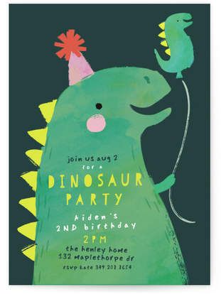 Birthday Challenge, Dinosaur Party Invitations, Dinosaur Birthday Party Invitations, Dinosaur Balloons, Dinosaur Themed Birthday Party, Dino Birthday Party, Dinosaur Birthday Invitations, Birthday Illustration, Green Dinosaur