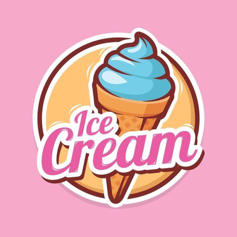 Ice cream logo design illustration | Premium Vector #Freepik #vector #food #cartoon #chocolate #milk Ice Cream Logo Design, Cookie Monster Ice Cream, Big Ice Cream, Draw Ice Cream, Dessert Logo, Bakery Sweets, Ice Cream Cartoon, Organic Ice Cream, Ice Cream Wallpaper