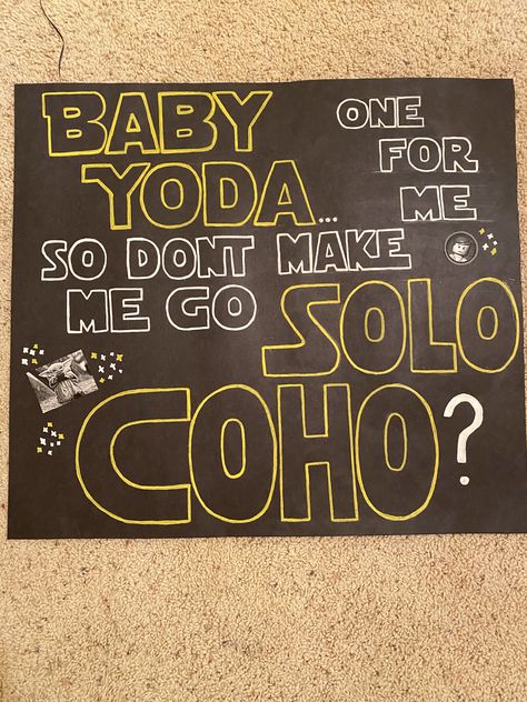 Star Wars Promposal Ideas, Star Wars Sadies Proposal, Promposal Ideas Star Wars, Hoco Proposals Ideas Star Wars, Star Wars Dance Proposal, Star Wars Homecoming Proposal, Sadie Hawkins Posters, Starwars Promposal Ideas, Star Wars Hoco Proposal