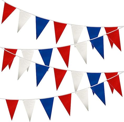 10M/33ft Red White and Blue Fabric Bunting Garland 20 Flags King’s Coronation Union Jack French Banner Pub BBQ Royal Events Support Party Decorations : Amazon.co.uk: Toys & Games Triangle Bunting, Blue Bunting, Royal Theme, Blue Banner, French Flag, Fabric Bunting, 70th Anniversary, Bunting Garland, Fabric Flags