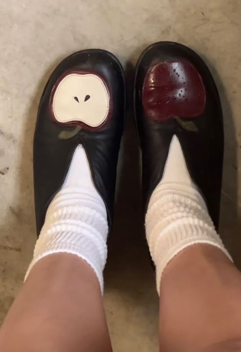 Camper apple flats from tiktok @clogluver2001 Quirky Aesthetic, Thought Daughter, Kate Bush, Funky Shoes, Big Big, Funky Outfits, Va Va Voom, Dee Dee, Swag Shoes