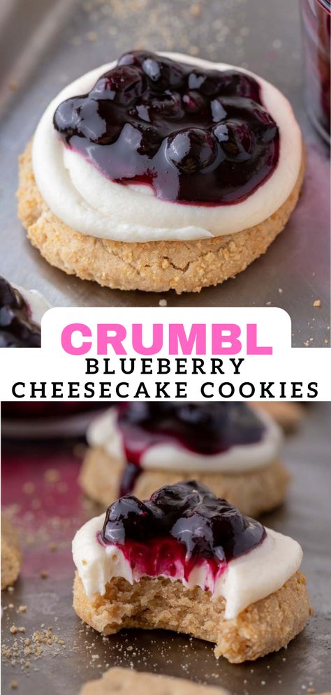 Homemade Blueberry Pie Filling, Baking Website, Blueberry Cheesecake Cookies, Copycat Cookies, Cheesecake Cookies Recipes, Homemade Blueberry Pie, Crumble Cookie Recipe, Crumble Cookie, Graham Cracker Cookies