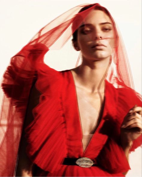 Christmas Editorial, Kendall Jenner Hair, Jenner Hair, I See Red, Jenner Style, Red Lingerie, Giambattista Valli, Kendall Jenner Style, Red Aesthetic