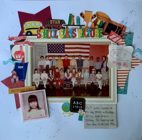 Class Photo Collage, Scrapbooking School Pictures, School Picture Scrapbook Pages, School Layouts Scrapbook, School Portrait Scrapbook Layouts, Cranberry Fizz, December Challenge, Class Pictures, Instagram Feed Ideas Posts