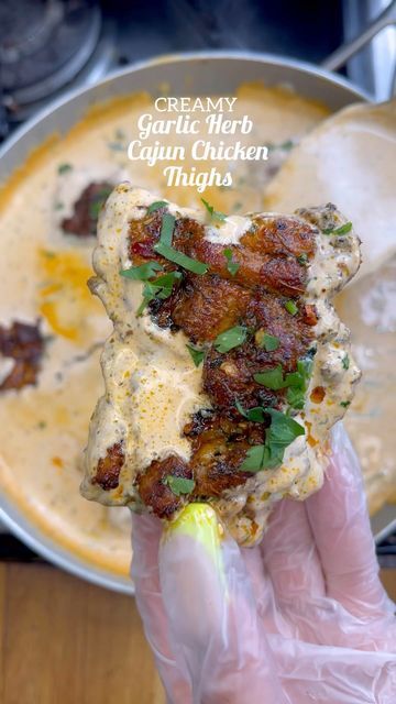 Garlic Herb Cajun Chicken Thighs, Creamy Garlic Herb Cajun Chicken Thighs, Cajun Chicken Thighs, Cajun Cream Sauce, Cajun Spices, Cream Cheese Spinach, Garlic Herb Chicken, Cajun Sauce, Sauce Chicken