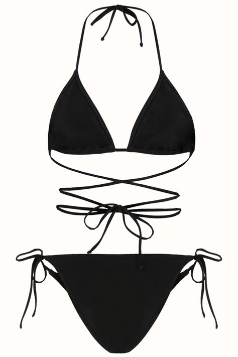 -Bikini set with adjustable tie-up detail. 80%PA 20%EA Grunge Bathing Suits, Grunge Swimsuit, Cute Bathing Suits Bikinis, Two Piece Swimsuit Bikinis, 2 Piece Bathing Suits, Black Bikinis, Black Bathing Suit, Black Two Piece, Black Bathing Suits