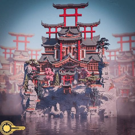 Japanese Temples Minecraft, Minecraft Small Japanese Shrine, Minecraft Japanese Mega Base, Minecraft Best Builds, Minecraft Beautiful Builds, Japanese Temple Minecraft Builds, Asian Temple Minecraft, Japanese Arch Minecraft, Retro Minecraft Builds