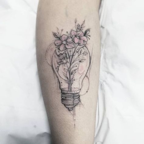 Light Bulb Tattoo, Bulb Tattoo, Lightbulb Tattoo, Lamp Tattoo, Good Tattoo Quotes, Small Shoulder Tattoos, Small Forearm Tattoos, Light Tattoo, Wrist Tattoos For Women