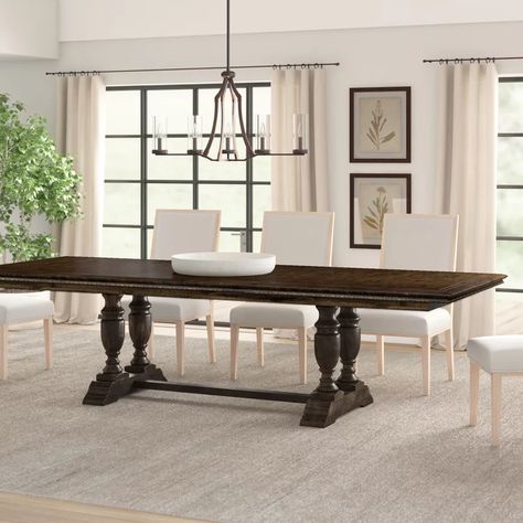 Hooker Furniture Treviso Extendable Dining Table & Reviews | Wayfair Extendable Dining Table Wood, Dollhouse Restoration, Double Pedestal Dining Table, Dining Table Wood, Light Room, Drop Leaf Dining Table, Traditional Dining, Traditional Dining Room, Trestle Dining Tables