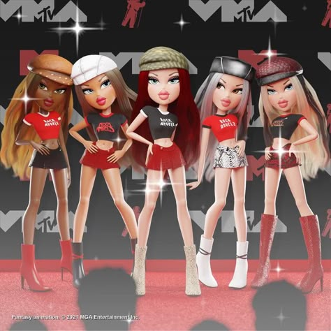 Bratz Rock Angelz, Bratz Yasmin, The Bratz, Vmas Red Carpet, Black Bratz Doll, Bratz Doll Outfits, Brat Doll, Fashion Decades, Bratz Girls