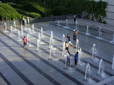 Thames Barrier Park, Dry Fountain, Fountain Plaza, Landscape Plaza, Dancing Fountain, Thames Barrier, Fountain Park, Irvine Spectrum, Water Fountain Design