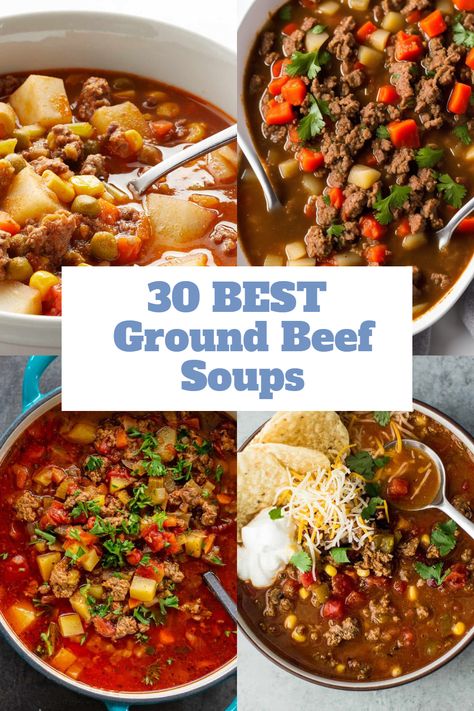 Brighten your summer meals with our vibrant Ground Beef Soup Recipes, including light and flavorful soups with ground beef perfect for warmer weather. Ground Meat Soup, Soups With Ground Beef, Ground Beef Soup Recipes, Beef Lentil Soup, Ground Beef Soup, Sausage Vegetable Soup, Beef Soups, Beef Soup Recipes, Soup With Ground Beef