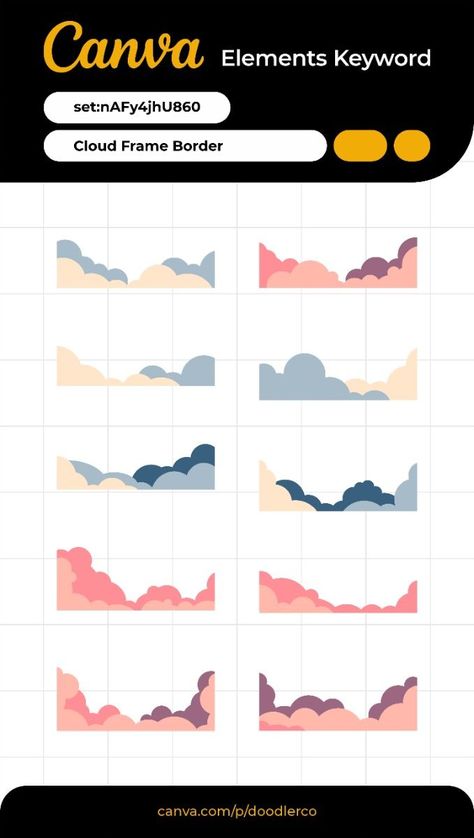 Cloud Frame Border - Canva Elements Keyword - set:nAFy4jhU860 graphicdesignelements #freefont #fontesnocanva #canvaillustration😴 Free Canva Elements Keyword, Canva Borders, Canva Frames Keywords, Canvas Elements, Cloud Frame, Canva Keywords Elements, Canva Free Elements, Canva Hacks, Live Report