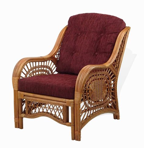 SunBear Furniture Lounge Malibu Armchair ECO Natural Rattan Wicker Handmade Design with Dark Brown Cushion, Cognac Malibu Design, Colonial Colors, Brown Lounge, Rattan Armchair, Brown Cushions, Lounge Armchair, Wicker Chairs, Accent Arm Chairs, Modern Lounge Chairs