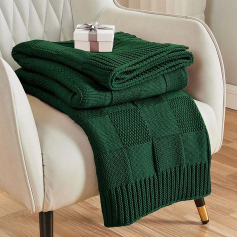 PRICES MAY VARY. SOFT & COZY THROW BLANKET:This knit throw blanket is made of 100% Premium Acrylic yarn.Unlike the ordinary acrylic yarn, this acrylic bulked yarn is spun making it lightweight and breathable as well as warm and cozy. This acrylic yarn is skin-friendly, wrinkle-resistant, shrinkage-resistant and colorfast, softer and warmer than cotton LIGHTWEIGHT & WARM THROW BLANKET:This classic checkered throw blanket is Lightweight and keeps you nice and warm, suitable for all seasons.You can Checkered Throw Blanket, Bed Sofa Living Room, Throw Blanket For Bed, Knitted Throw Blanket, Fall Throw Blanket, Cable Knit Throw Blanket, Fall Room Decor, Green Throw Blanket, Cable Knit Throw