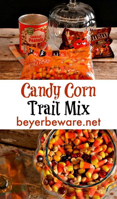 Candy corn trail mix has a combination of flavors that is just like a chocolate payday bar. One of our favorite treats of fall. Trail Mix Ideas, Candy Corn Recipe, Fall Snack Mixes, Halloween Snack Mix, Halloween Candies, Snack Mixes, Trail Mix Recipes, Dulces Halloween, Corn Snacks