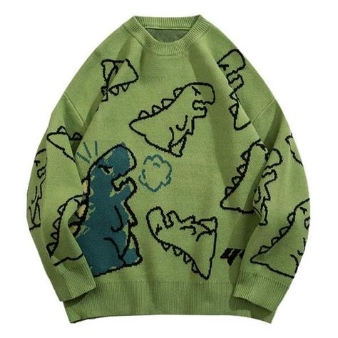 Scott Smajor on Twitter: "I have just ordered these sweaters and I am ready to be hella cute and cosy🥰… " Top Streetwear Brands, Dinosaur Pattern, Cartoon Dinosaur, Graphic Sweaters, Oversized Knitted Sweaters, Pattern Sweater, Knit Sweatshirt, Printed Sweater, Street Style Outfit