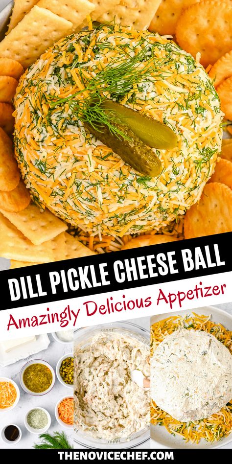 Cream Cheese Pickles, Jalapeno Cheeseball, Dill Pickle Cheese Ball, Pickle Cheese Ball, Cheese Ball Dip, Entertaining Snacks, Honey Mustard Pretzels, Cheddar Cheese Ball, Cheese Pickles