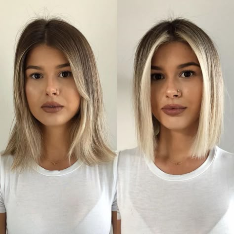 Balayage On Short Hair, How To Balayage, Dimensional Highlights, Balayage Short Hair, Before And After Haircut, Balayage Short, Blonde Balayage Highlights, Short Ombre Hair, Short Dark Hair