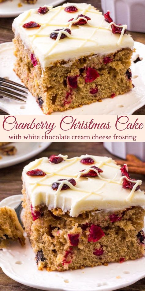 White Chocolate Cranberry Bundt Cake, Dried Cranberry Cake, Cakes For Christmas Easy, Christmas Sheet Cake Recipes, Cake Mix Christmas Desserts, Cranberry Xmas Cake, Cranberry Cake Christmas, European Christmas Desserts, Best Christmas Cakes