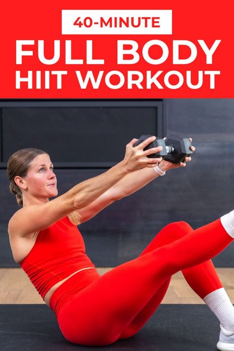 40-Minute HIIT Workout At Home (Full Body SHRED) | Nourish Move Love 30 Minute Weight Workout For Women, Hiit Strength Workout, Hiit Ab Workout, Light Weight Workout, 30 Minute Full Body Workout Gym, Full Body Shred Workout, 45 Minute Workout Home, Nourish Move Love, Lower Body Strength Workout