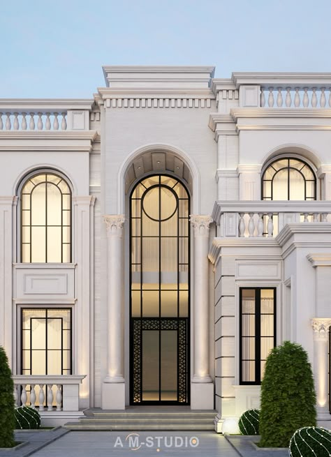 MR SARRY VILLA on Behance Living Room Classic Design, Classic Style Aesthetic, Classic Villa Exterior, Classical Villa, Classical Facade, Classic Facade, Classical Building, Living Room Classic, Classical House