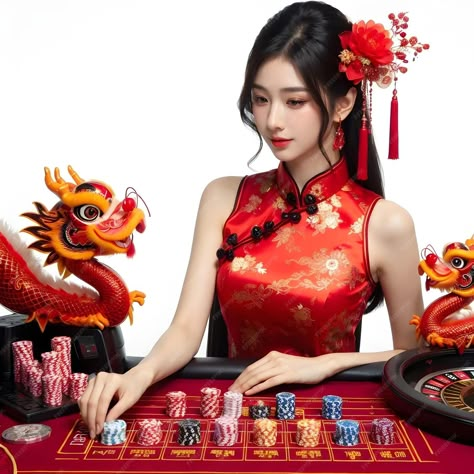 Premium Photo | A woman playing a game of dice with a dragon on the front Game Of Dice, Casino Girl, Banner Game, New Year Pictures, New Year Photos, Girl Cosplay, Dice Game, Dice Games, Free For Commercial Use