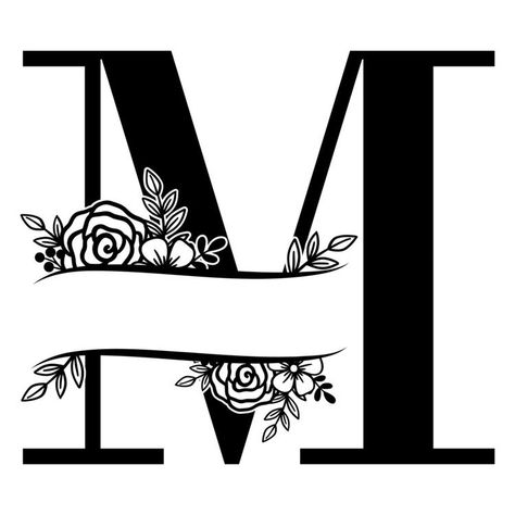 Fancy Letter M, M Lettering, M Font, M Logo Design, A Monogram Logo, Free Monogram Fonts, Floral Monogram Letter, Flower Monogram, Tattoo Lettering Design