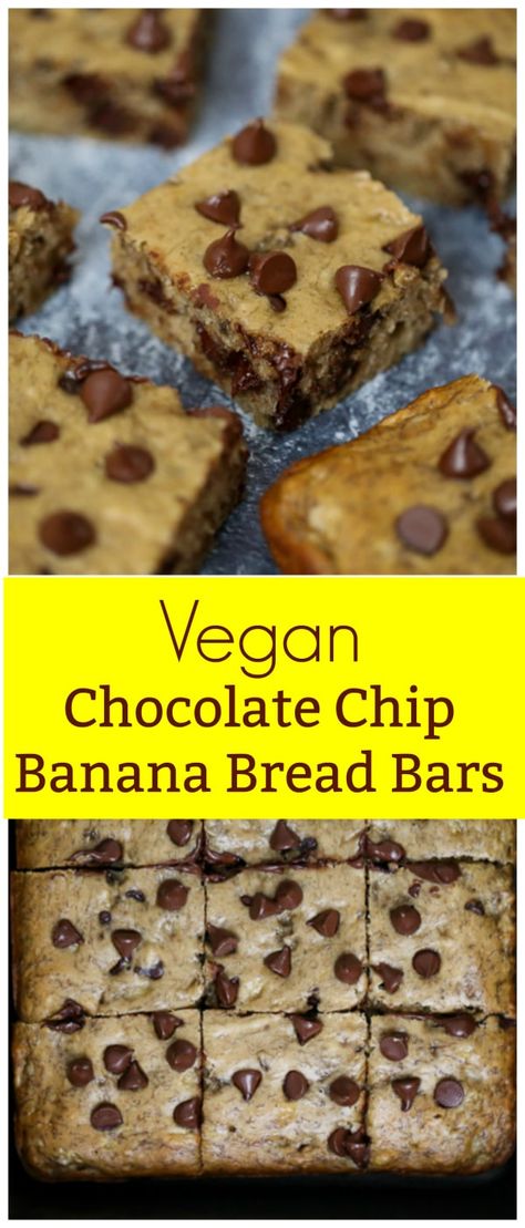 Healthy Chocolate Chip Banana Bread, Vegan Chocolate Chip Banana Bread, Use Up Ripe Bananas, Banana Bread Bars, Chocolate Chip Bars, Healthy Chocolate Chip, Chocolate Chip Banana, Vegan Banana Bread, Chocolate Chip Banana Bread