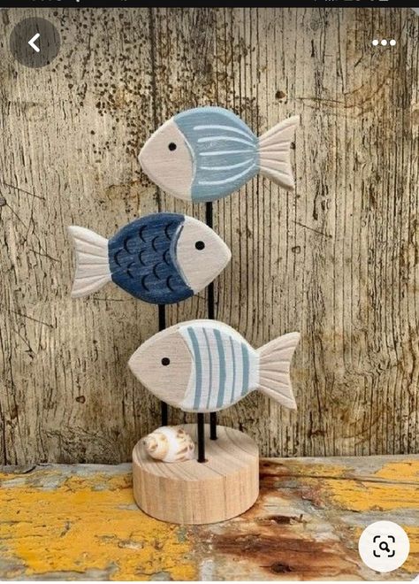 Scrap Wood Crafts, School Of Fish, 3 Fish, Wood Decoration, Wood Fish, Fish Crafts, Diy Wooden Projects, Wooden Fish, Fish Sculpture