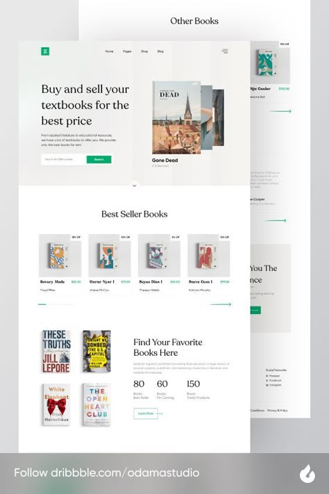 Hi, Friends! 👋 Here my new exploration of an Book Online Store Landing Page. Hope you enjoy it. Cheers! ✨ Web Design Books, Desain Ux, Catalogue Design Templates, Web Design Ux Ui, Online Store Design, Wordpress Landing Page, Book Advertising, Directory Design, Modern Website Design