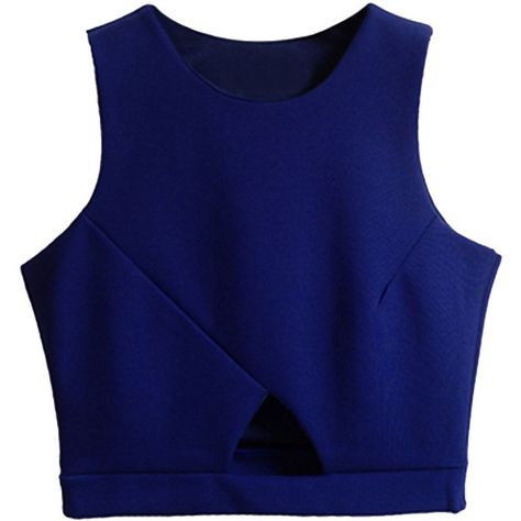 Blackfive Sleeveless Solid Color Crop Tank (31 CAD) ❤ liked on Polyvore Structured Fashion, Shirts Crop Tops, Cutout Crop Top, Zipper Shirt, Shirts Crop, Blue Crop Top, Trendy Blouse, Clothing Photography, Blue Crop Tops