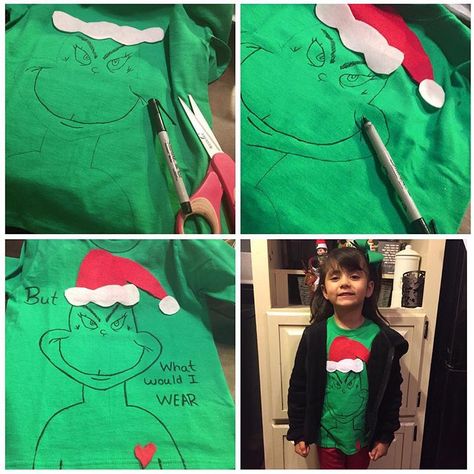 Make my princess a mr grinch shirt for school Grinch T Shirts Diy, Grinch Dressup Ideas For School, Grinch Shirts Diy, Dress Like The Grinch For School, Grinch Shirt Diy, Diy Grinch Outfit Kids, Grinch Day At School Costume, Grinch Dress Up Day At School, Grinch Day At School Outfit