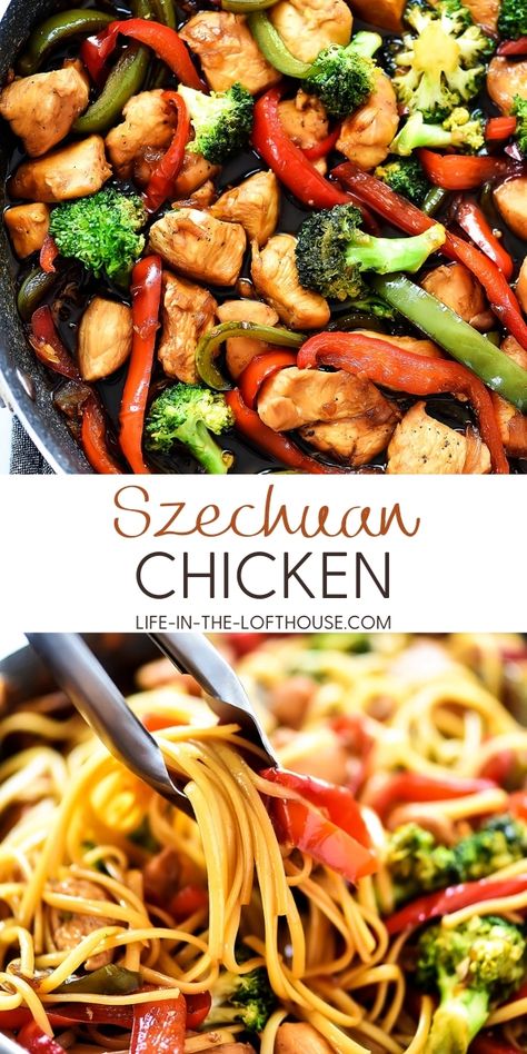 Chicken Szechuan Recipes, Szchechuan Chicken Recipe, Szechuan Chicken Recipe, Creamy Pasta Primavera, Chinese Night, Teriyaki Chicken Casserole, Szechuan Chicken, Chicken Head, Asian Chicken Salads