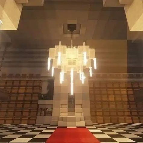 Are you searching for a beautiful decoration for your survival house in Minecraft? Then why not try this magnificent chandelier? It has a luxurious vibe with incredible lighting effects! Perfect for an old mansion-type house! Check it out now! Minecraft Light Ideas, Minecraft Lighting Ideas, Minecraft Chandelier, Minecraft L, Minecraft Light, Minecraft House Ideas, Survival House, House In Minecraft, Castle Rooms