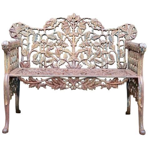 Beautiful Victorian Style Cast Iron Garden Bench Seat Ornate Cast Iron Garden Bench Ideas, Wrought Iron Bench Garden, Victorian Benches, Lutyens Bench In Garden, Garden Bench Seating, Cast Iron Garden Bench, Cast Iron Bench, Antique Cast Iron Park Bench, Antique Bench