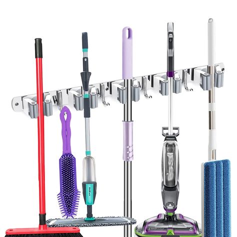 Broom Organizer, Kitchen Tools Organization, Broom Hanger, Small Vacuum, Garage Room, Mop Holder, Garden Garage, Broom Holder, Mops And Brooms