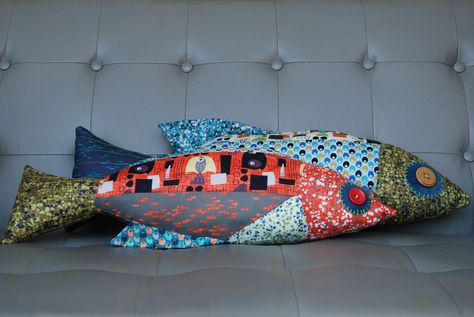 Stuffed Fish 1 - PDF Patchwork Sewing Pattern – fab-a-la-carte Wall Murals Painted Diy, Upcycle Home, Stuffed Fish, Quilted Projects, Felt Fish, Fish Pillow, Patchwork Sewing, Fabric Fish, M Craft