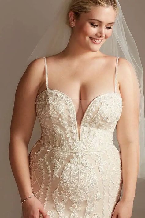 Wedding Dresses For Curvy Brides, Jeweled Wedding Dress, Curvy Girl Dress, Plus Wedding Dresses, Plus Size Wedding Dresses, Davids Bridal Wedding Dresses, Gothic Wedding Dress, Curvy Bride, 50 Plus