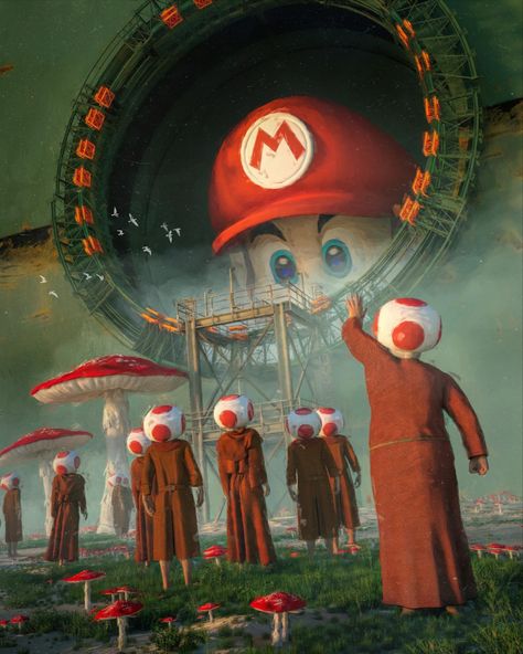 Dystopian Art, Post Apocalyptic Art, Apocalypse Art, Arte Peculiar, Super Mario Art, Mario Art, Pop Culture Art, Geek Art, Nft Art