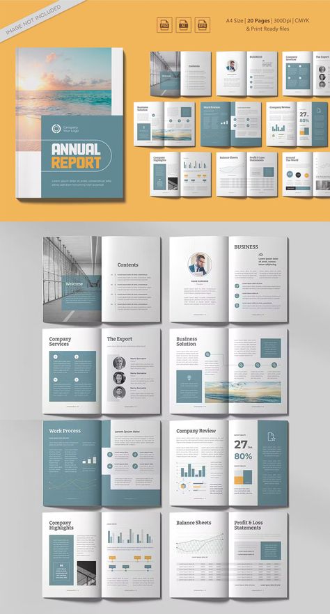 Annual Report Brochure Template AI, EPS, PSD. 20 Pages. Modern Report Design, Modern Annual Report Design, Report Design Ideas, Annual Report Design Inspiration, Annual Report Cover Design, Annual Report Layout, Common App, A4 Design, Common App Essay