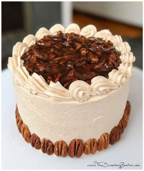 Pecan Pie Layer Cake Pecan Pie Layer Cake Recipe, Graham Cake, 9 Cake, Pecan Pie Filling, Layer Cake Recipes, 6 Cake, Cake Carrier, Cinnamon Cream Cheese Frosting, Cake Board