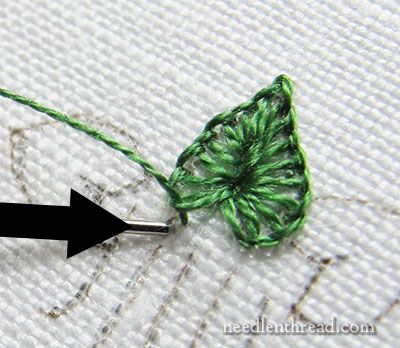 Buttonhole Stitch Leaves Stitch Leaves, Leaves Tutorial, Buttonhole Stitch, Embroidered Leaves, Embroidery Stitching, Raised Embroidery, Needlepoint Stitches, Embroidery Stitches Tutorial, Hand Embroidery Projects